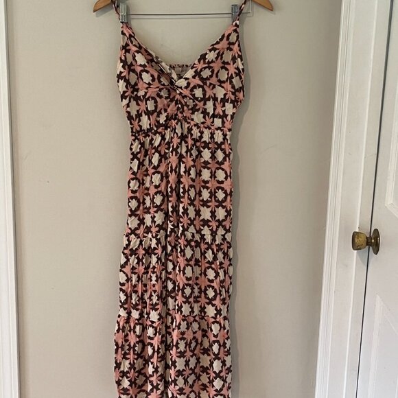 LOFT Sun washed Floral Tiered Midi Dress Pink Size 10 - Picture 5 of 10